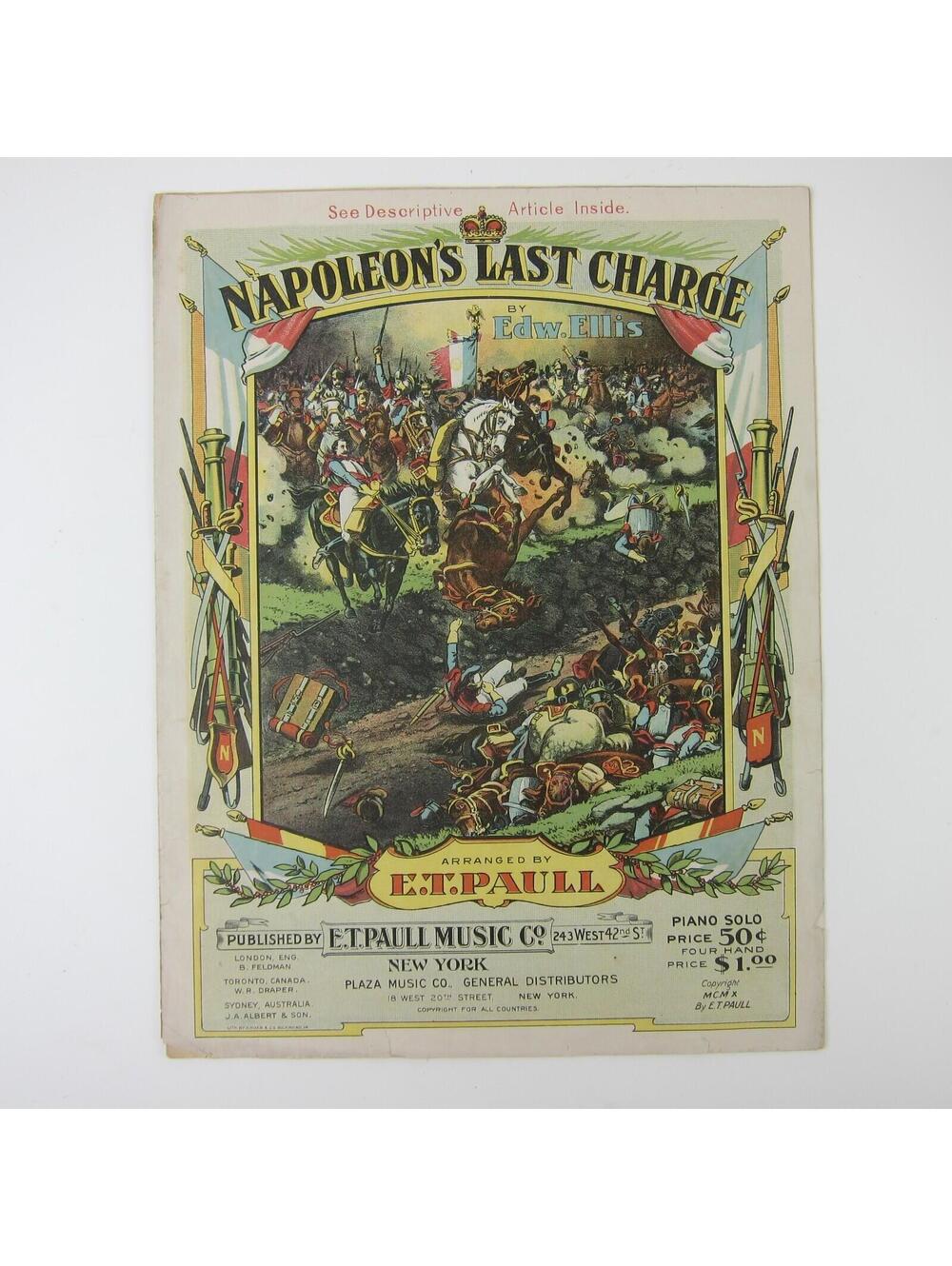 Sheet Music Napoleon's Last Charge Waterloo Edward Ellis E.T. Paull Antique 1910